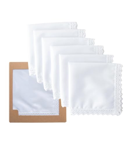 Image of Lace Cotton White Handkerchiefs Perfect Wedding Bulk