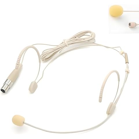 MICVISTA Headset Microphone Headworn Condenser Mic, Compatible for shure Wireless System Bodypack Transmitter,Suitable for Lectures, Live Performance, Teaching,Meeting,Podcasts – Beige Cover