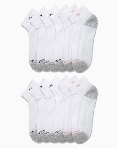 Image of Calvin Klein Womens Quarter Socks - 12 Pack Soft Cushioned Athletic Ankle Socks for Women for Running and Workout