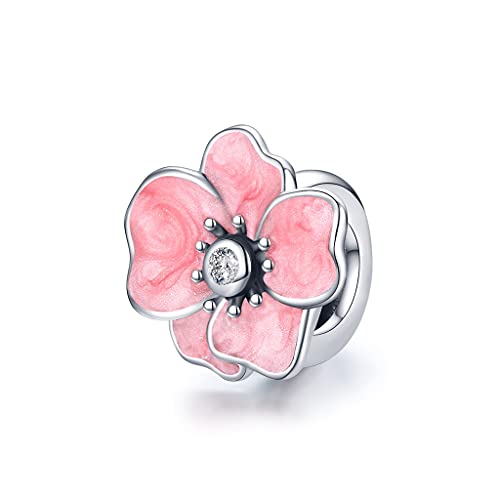 Pulsera con dije de flores rosas en plata ley 925 ideal para lucir en eventos