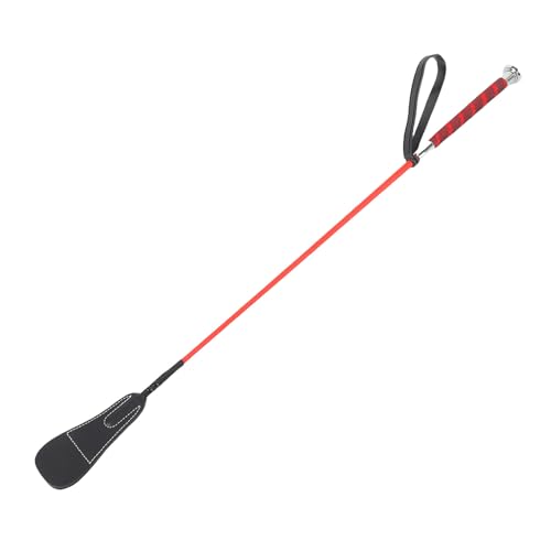 Hamwesh Leather Riding Whip, 26.8inch Riding Crop Horse Whip with Rubber Wrist Strap Palm, Non Slip Horse Dressage Crop Equestrian Equipment for Equestrian Sports (Red)