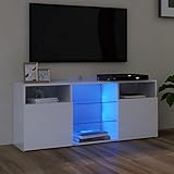 FIRBNUS Mueble de TV con Luces LED 120x30x50 cm Mueble para TV con Luces Led Mueble TV Muebles De Salon Mueble Television Mueble TV Madera Mueble Salon Moderno Blanco Brillante Muebles para Salon TV