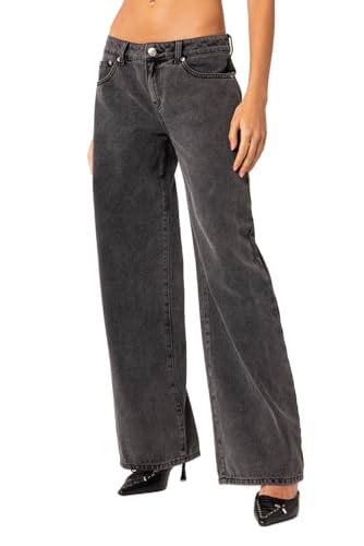 Women Y2k Straight Leg Jeans Pants High Waist Pockets Loose Fit Denim Trousers Streetwear