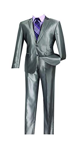 Vinci Men's 2 Button Single Breasted Shark Skin Slim Fit Suits S2RK-5