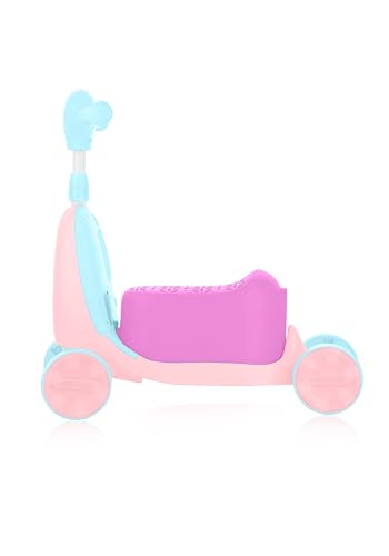 Image of ZIVY Orry Rider 2in1 Kids Scooter & Ride-On Toy Car | Convertible Stand & Drive Scooter | Extra-Wide Comfort Seat, Stainless Steel Stem, Easy Steering & Smooth Wheels for Indoor /Outdoor (Pink)