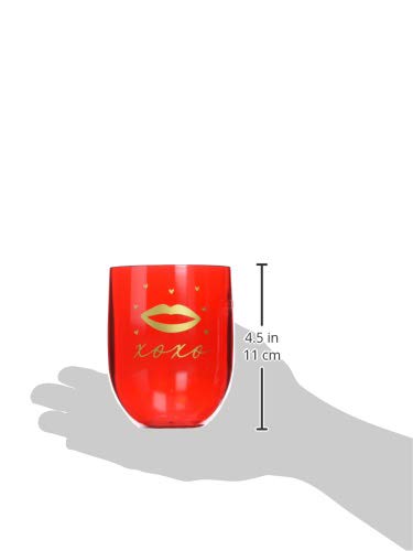 Amscan "Xoxo", Lip Stemless Party Wine Glass 15.2 Oz, Red (350347) #TOP1