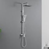 DERW Duscharmatur-Set mit 25,4 cm quadratischem Regenduschkopf, Handbrause mit drehbarer Halterung,...