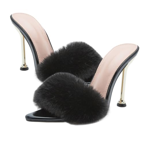 Sandales à talons hauts pour femme au fini noir velouté et design exclusif