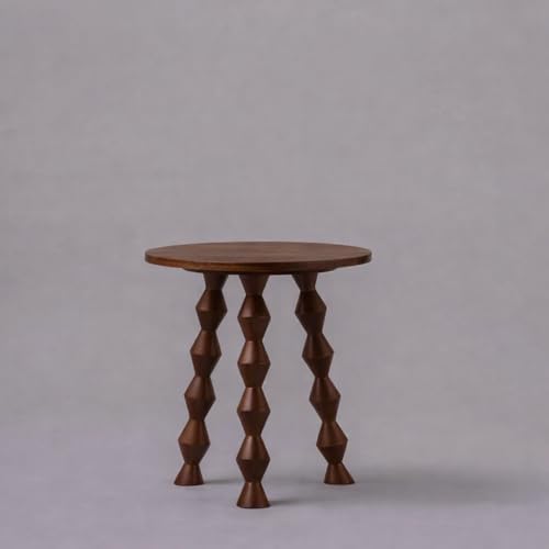 Image of Decor Corner Table Coffee Table Side Table, Round Solid Wood End Table Coffee Table Flower Stand Sofa Side for Living Room Balcony (Walnut)