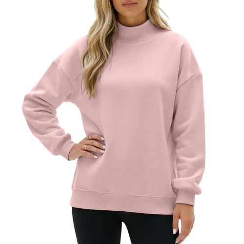 Womens Sweatshirt,Versatile Mock Neck Sweatshirt Relaxed Fit Pullover Top For Autumn Seasons Cozy Long Sleeve Without Hood Casual Everyday Wear