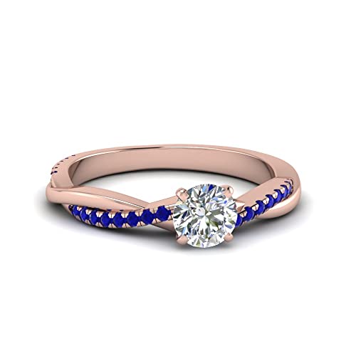 Image of 55Carat Choose Your Gemstone 18k Rose Gold Plated Infinity Twist Ring Crystal Round Shape Side Stone Wedding Valentine Wear Promise Ring with Pave Setting for Women Size US 4 to 12