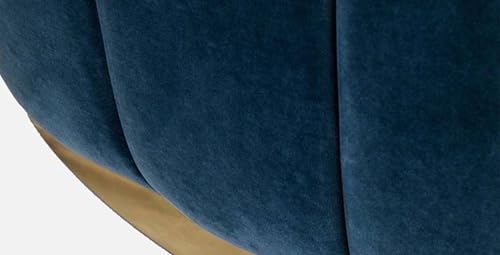 Image of Modern Round Coffee Table | Solid Wood Base with Upholstered Design and Marble Top | Stylish Center Table for Living Room