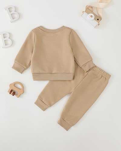 Jecson Baby Boy Fall Clothes: Warm & Soft Infant Outfits Set KING Print Sweatshirt & Jogger Pant 2Pcs Cute Daywear 3-24M4