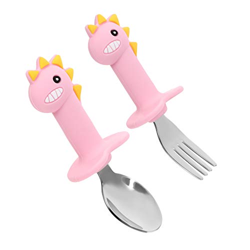 Unomor 1Set Tableware Spoon and Fork for Lightweight and Non Slip Design for Self Feeding for Boys