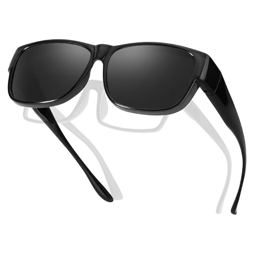 TJUTR Überzieh Sonnenbrille Herren Polarisierte Sonnenbrille für Brillenträger UV400 Schutz Sonnenbrille über Normale Brille zum Aufstecken für Autofahren Outdoor Alltag