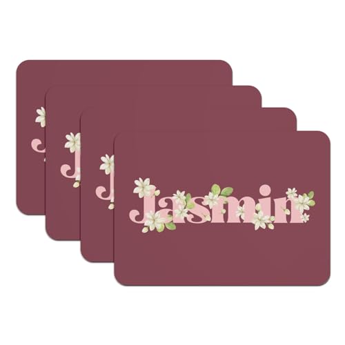 Sets de table caoutchouc anti-dérapant rouge jasmin grand format - 2