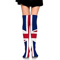 100% BLUE COLLAR Women's Boot Sock Leg Over Knee High Socks Extra Long High Thigh Socks for Women Boot Sock Leg (British UK Flag)
