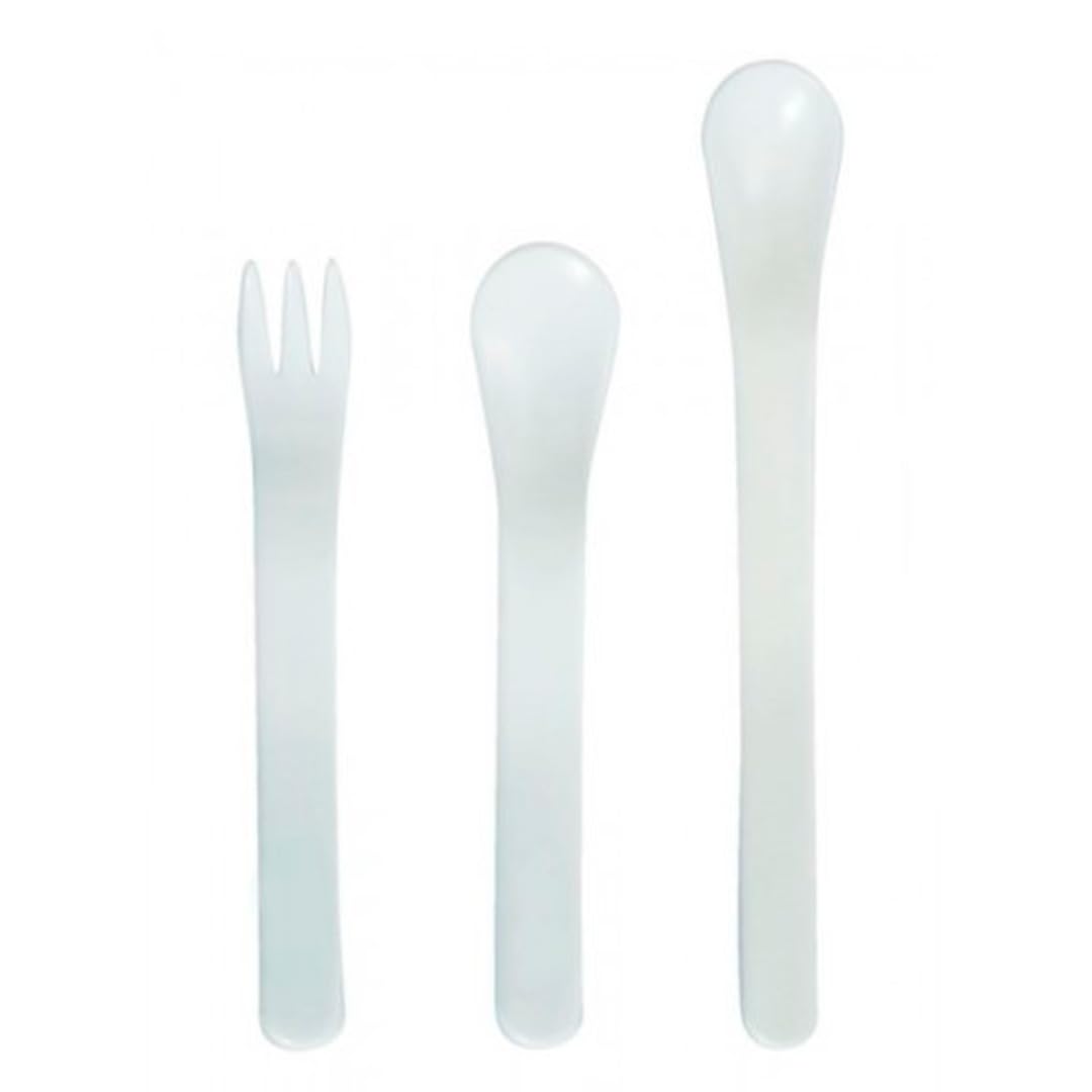 Plastic Spoon And Fork Set, 6 Months, 3 Piece [03310], White