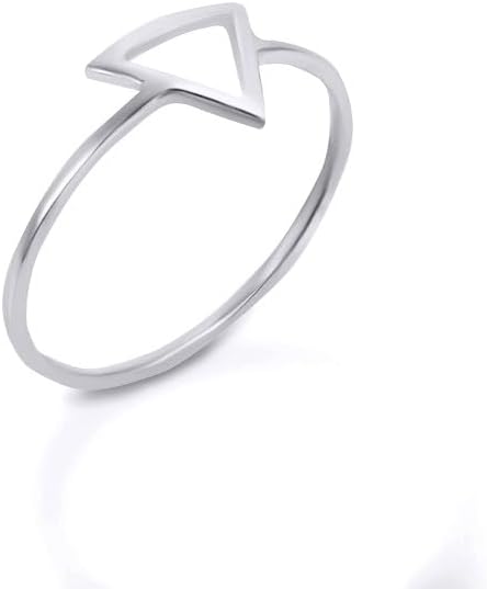 10K Yellow, White, and Rose Gold High Polish 0.9mm Geometric Outline Design Triangle Ring for Women Ladies - Choice of Metal & Ring Size