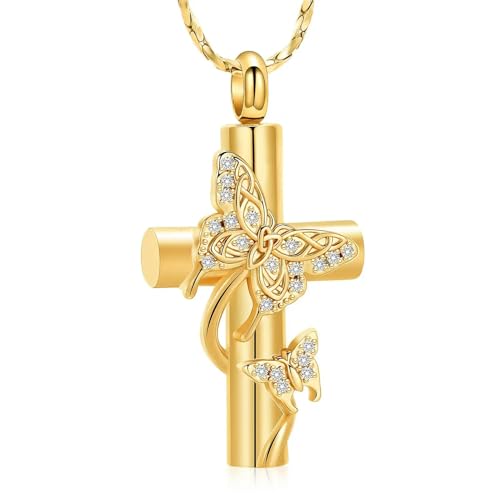 Collier d'urne croix papillon de haute qualité, bijou commémoratif ZEZILE