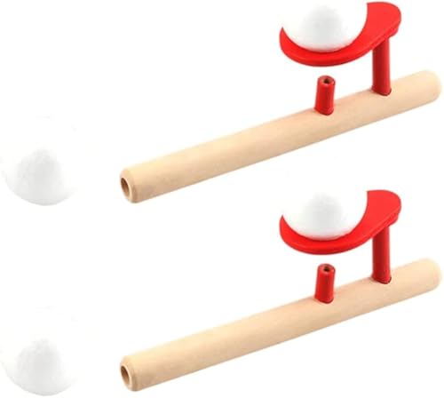 KOMUNJ Juego de 2 juegos de pelota de león para niños, bola flotante, bola de león, silbato de madera, juego de habilidad para niños, dispositivo de respiración, sistema de respiración