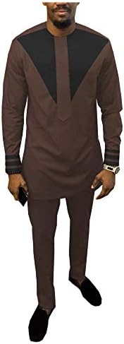 African Men Clothing Set Dashiki Coat Jacket and Ankara Pants 2 Piece Set Plus Size Outfit Blouse