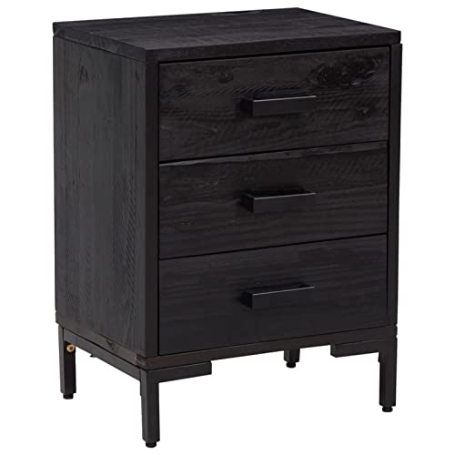 Table de chevet noir 40x30x55 cm table de nuit en bois massif - 4