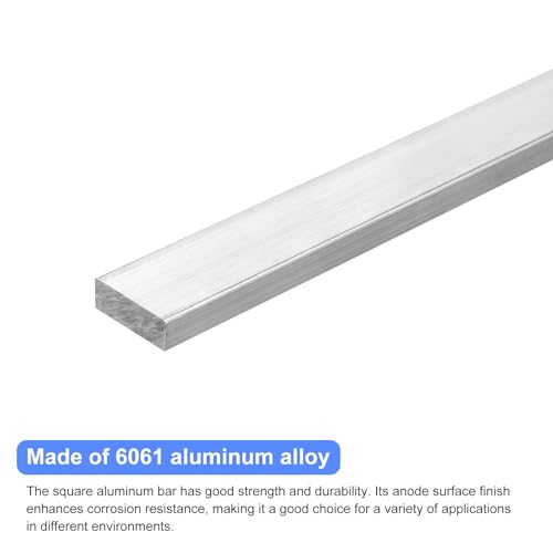 Image of uxcell Square Aluminum Flat Bar, 5 /16 inch Thick 1 inch Width 10 inch Length Square Aluminum Bar 6061 Aluminum Flat Plate, 8 x 25 x 254mm T6511 Solid New Mill Stock for Industrial Building