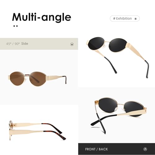 (2 PACK) Retro Oval Sunglasses for Women Trendy Classic Shades UV400 Protection3