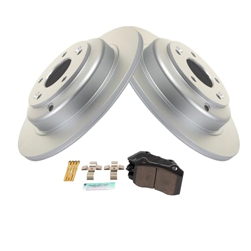 Image of TRQ Rear Brake Pad and Rotor Set Ceramic Coated Rotors Compatible with 2010-2013 Hyundai Genesis Coupe