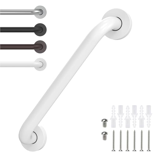 12 Inch Grab Bars for Wall White Safety Shower Grab Bars for Seniors Elderly Handicapped Handicap Grab Bars for Shower with Concealed Screws Tesuchan