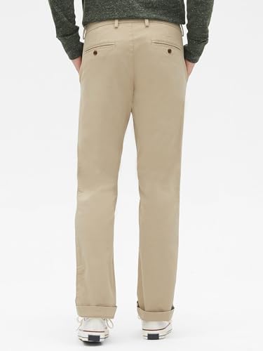 Image of Gap Men Solid Straight Fit Full Length Trousers