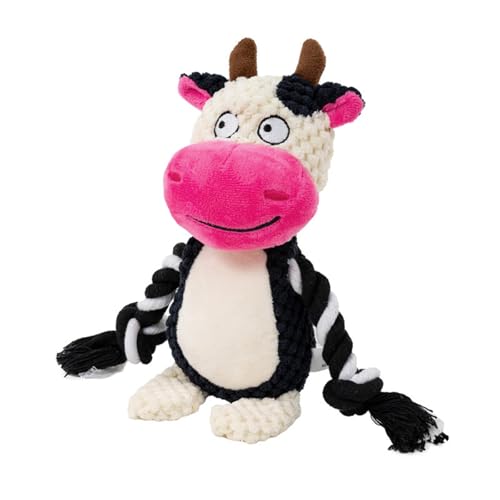 PIANG GOUER Plush Dog Chew Toys Squeaky Dog Toys for Aggressive Chewers Stuffed Animals Dog Toys for Small Medium Large Dogs to Keep Them Busy Puppy Teething ToysCow