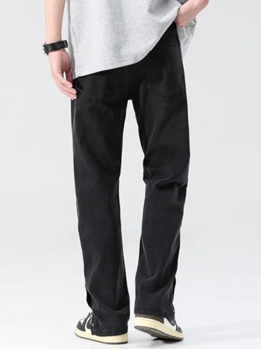 Jeans Pants Trouser Denim Handsome Spring and Summer Men's Black Elastic Loose Straight Casual Versatile Long3