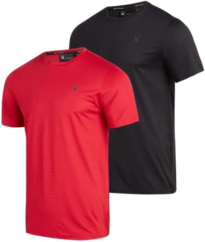 Spyder Men's Athletic T-Shirt - 2 Pack Dry Fit Short Sleeve Performance Sports Tee (S-XL)