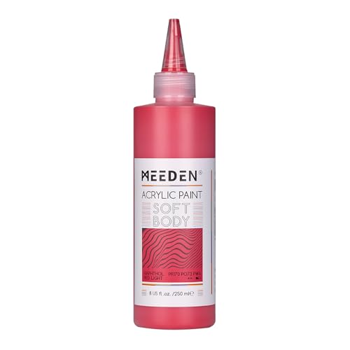 MEEDEN Pintura Acrílica Luz Roja de Naftol: 250ml / 8.45oz Colores Acrílicos Cuerpo Suave a Granel en Botella Ergonómica - Pinturas de Arte de Flujo Fluido para Artistas Pintura en Lienzo