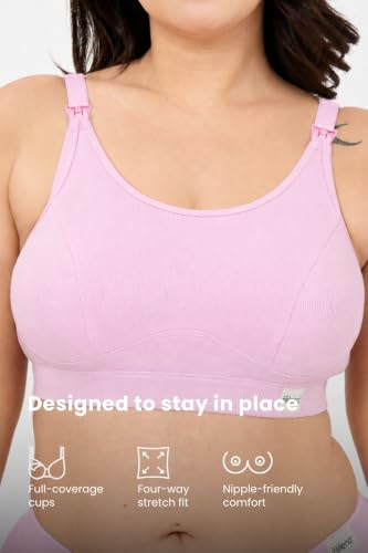 Image of ZELENA Fine Rib Cotton Non Padded Feeding Bra with Nursing Clips