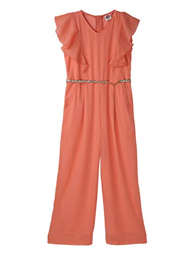 Image of Cub McPaws Girls Ruffle Sleeves Jumpsuit with Belt | 4-12 Years