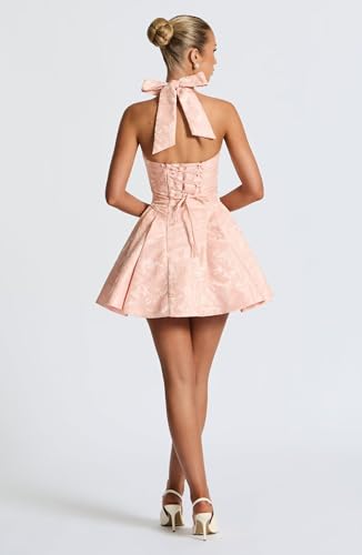 Fu Jiang Halter Satin Homecoming Dresses for Teens 2025 Short HOCO Prom Cocktail Dress with Bow2
