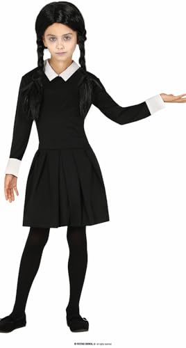 FIESTAS GUIRCA | Gothic Girl Children's Fancy Dress Costume (5-6 years) - Dress for Girls - Schoolgirl Costumes for Halloween, Carnival, Movie and TV Parties - Ideal for World Book Day - Black