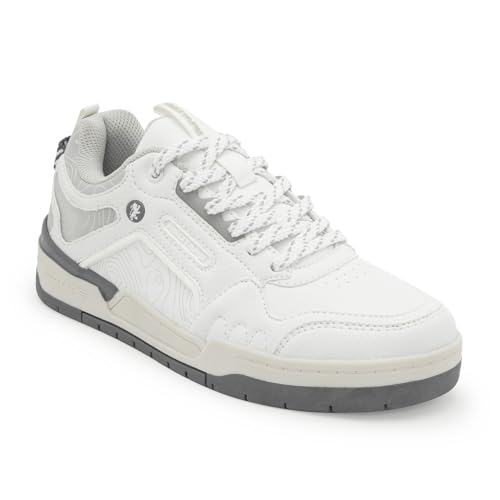 Image of Red Tape Women Sneakers Grey Pu Round Toe Lace-Up Comfort Grip