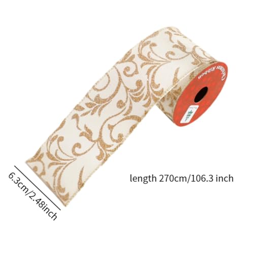 UGPLM Fita de Natal para Decoração E Artesanato com Fio para Guirlandas E Cartões, Padrões Florais