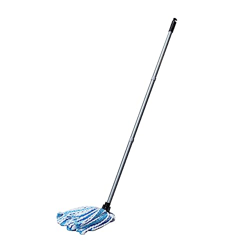Addis Microfibre Mega Mop Super Absorbent Anti Bacterial with Screw fix 3 pcs handle, Blue Metallic