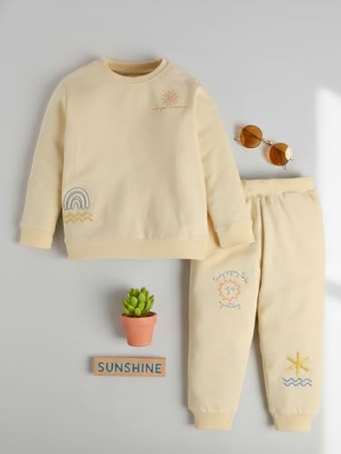 Image of POLKA TOTS 100% Cotton Full Sleeve Co-Ord Joggers for Kids | Winter Wear for Kids, Toddler & New born | Cozy Sweatshirt & Joggers, Baby Dress for Boys & Girls | Warm Clothes from 6 Months to 8 Years