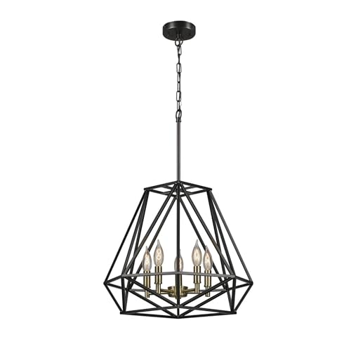 Globe Electric 65435 Sansa Chandeliers, Matte Black, Gold Accent Socket, Bulb Not Included
