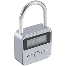 Metal Lock LCD Display Multi-Function Electronic Time 99 Hours Max Timing USB Rechargeable Padlock,Silver
