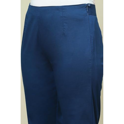 Image of Rangriti Women Polyester Blend Solid Pants (RMMINDIGO18136 Blue XL)