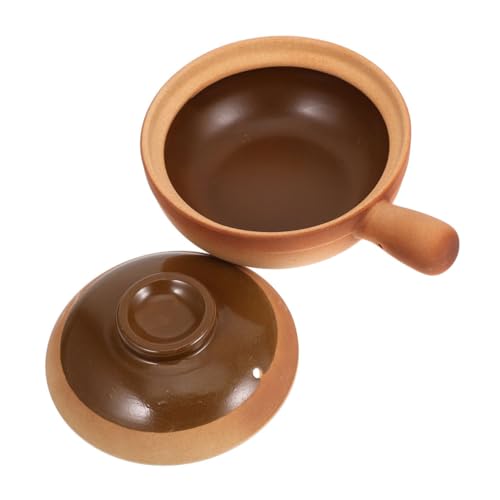UKCOCO Marmite En Argile Rétro 600ml Couvercle Petite Cocotte à Soupe Cuisson Uniforme Repas En Famille Voyages Et Événements Pot En Terre Cuite