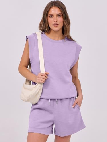 Image of ANRABESS Two Piece Sets for Women 2026 Summer Short Lounge Set Casual Beach Vacation Outfits Spring Sweatsuits Tracksuit