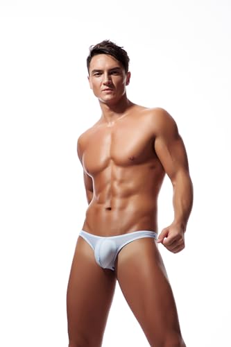 Mens Bikini Briefs Sexy U Convex Bulge Pouch G-string Thongs Underwear Ice Silk Panties4